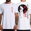 Japan Samurai Spirit T Shirts for Men Japanese Style Back Print Loose Oversized 100% Cotton Tops T-Shirt Bushido Male Gifts Tee