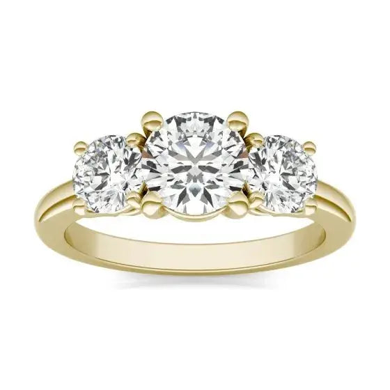 3 CTW AGI Certified Lab Grown Diamond (G-VS) Three Stone Engagement Ring in of 14K Gold
