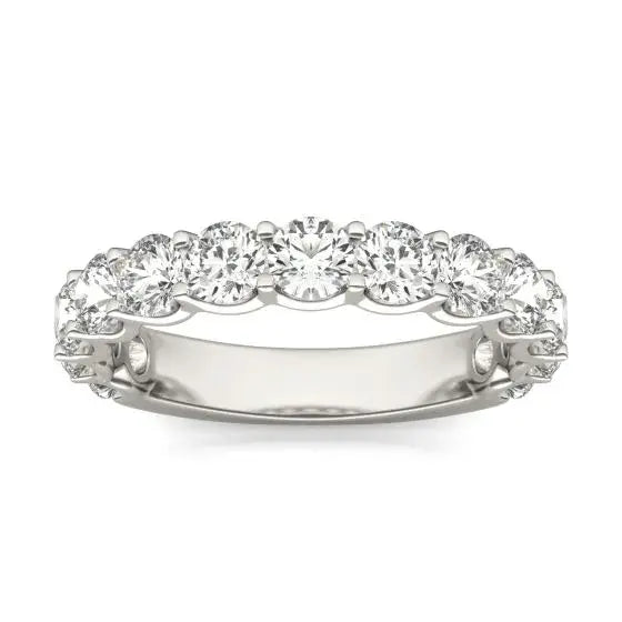 2 1/15 CTW Lab Grown Round Cut Diamond Half Eternity Ring in 14K White Gold - G-VS