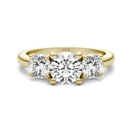 3 CTW AGI Certified Lab Grown Diamond (G-VS) Three Stone Engagement Ring in of 14K Gold