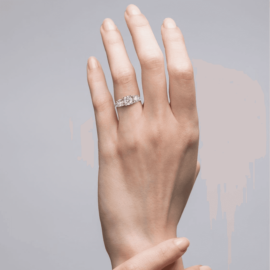 3 CTW AGI Certified Lab Grown Diamond (G-VS) Three Stone Engagement Ring in of 14K Gold