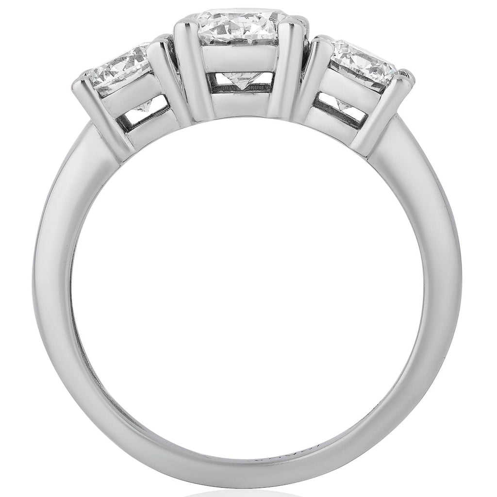 3 CTW AGI Certified Lab Grown Diamond (G-VS) Three Stone Engagement Ring in of 14K Gold