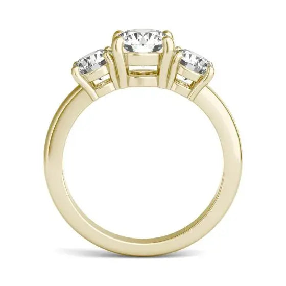 3 CTW AGI Certified Lab Grown Diamond (G-VS) Three Stone Engagement Ring in of 14K Gold
