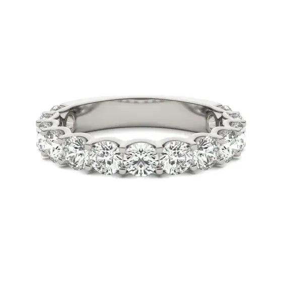 2 1/15 CTW Lab Grown Round Cut Diamond Half Eternity Ring in 14K White Gold - G-VS