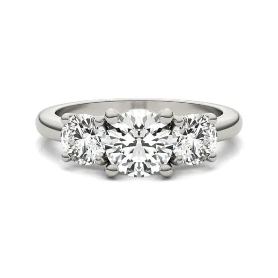 3 CTW AGI Certified Lab Grown Diamond (G-VS) Three Stone Engagement Ring in of 14K Gold