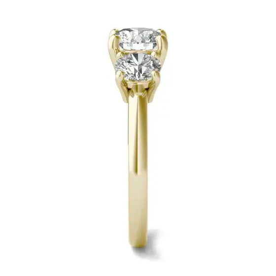 3 CTW AGI Certified Lab Grown Diamond (G-VS) Three Stone Engagement Ring in of 14K Gold