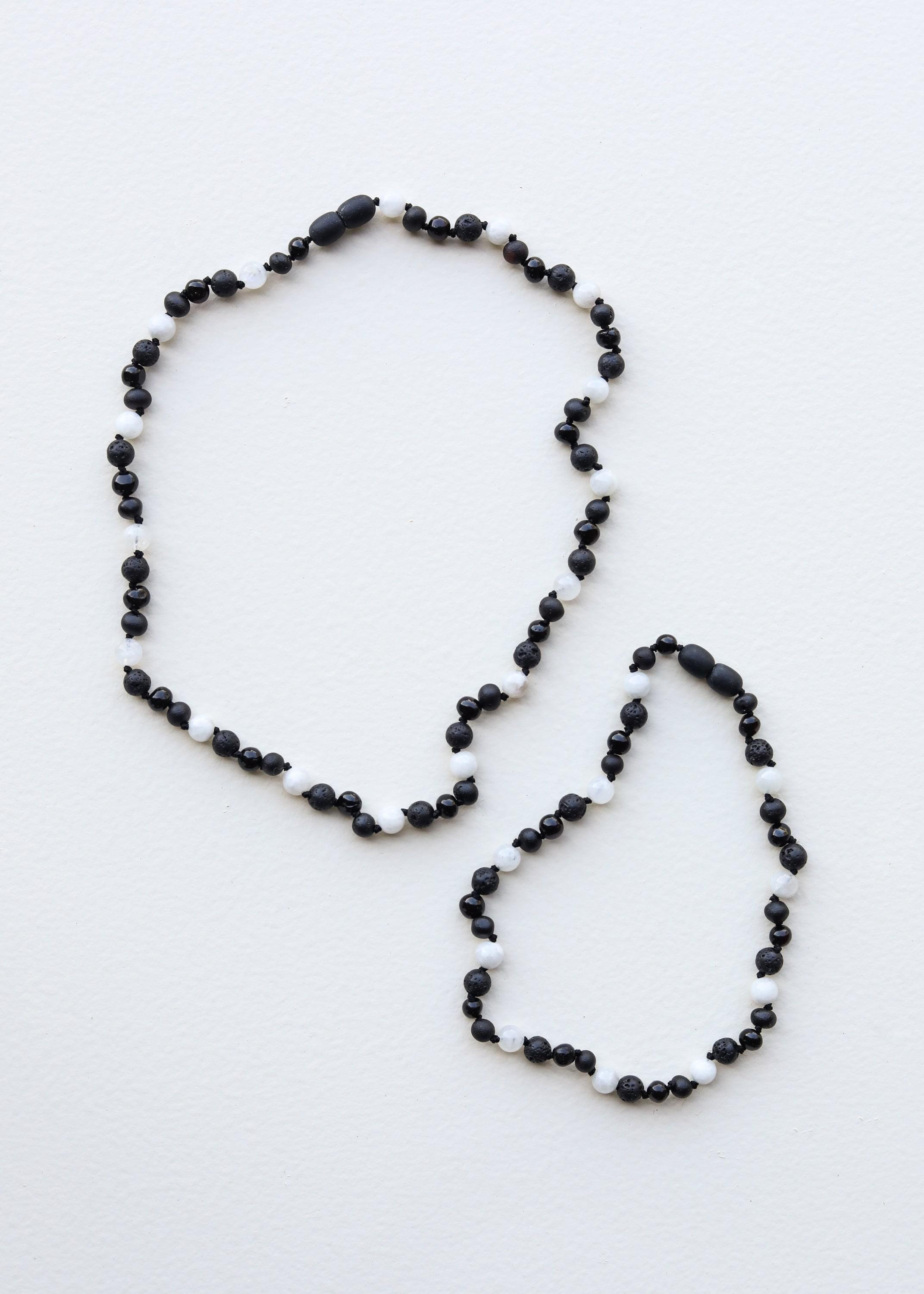 Raw Black Baltic Amber + Moonstone || Anklet or Bracelet