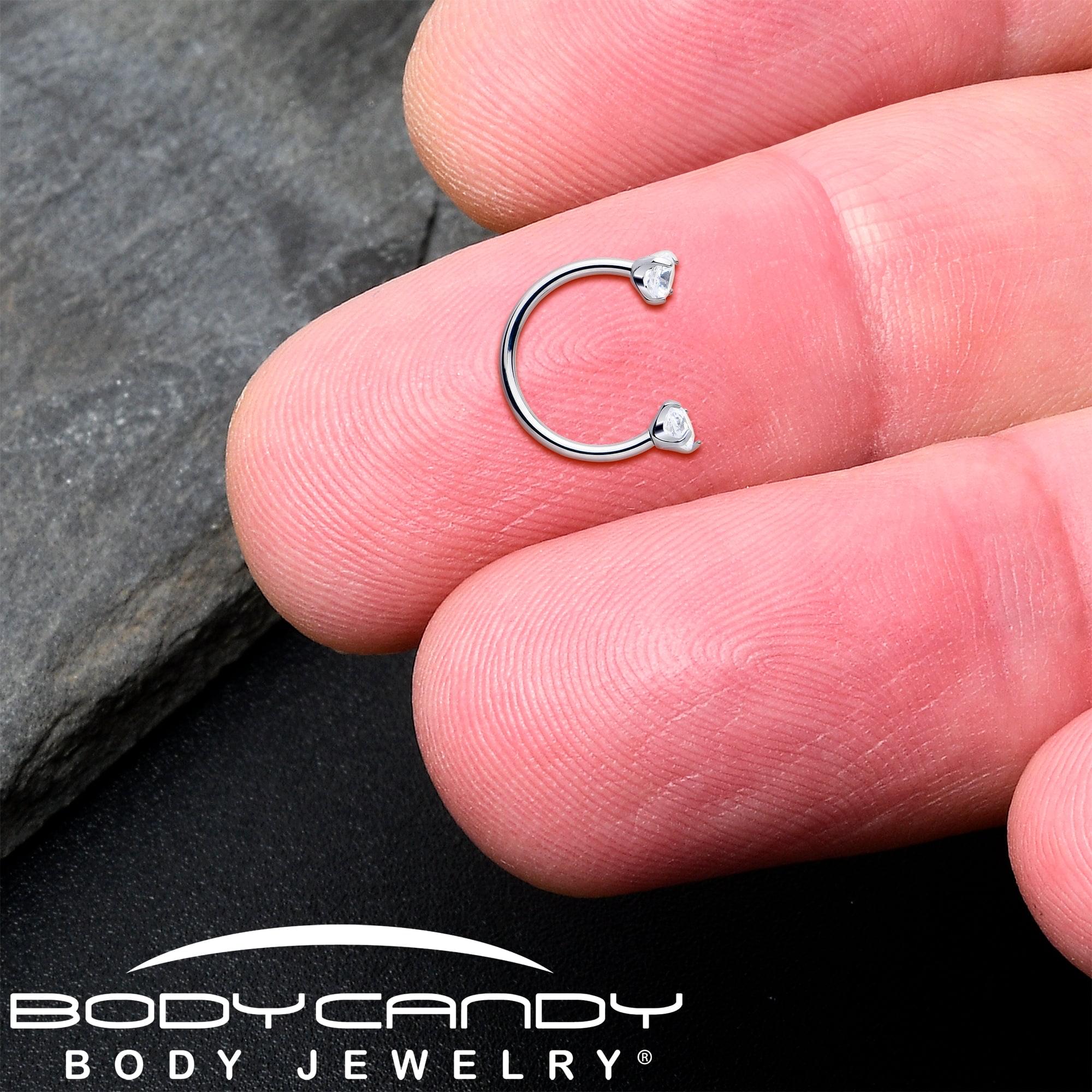 Double Gem Horseshoe Nose Ring Kit with Ball Grabber
