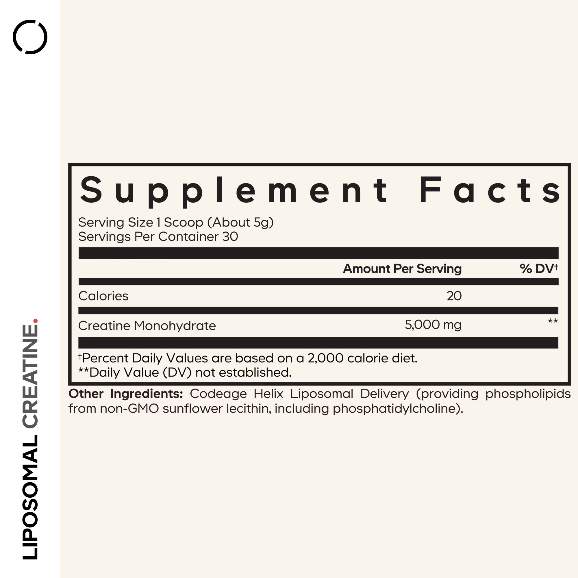 Liposomal Creatine Monohydrate Powder Supplement, Unflavored, 1-Month Supply, 30 Servings