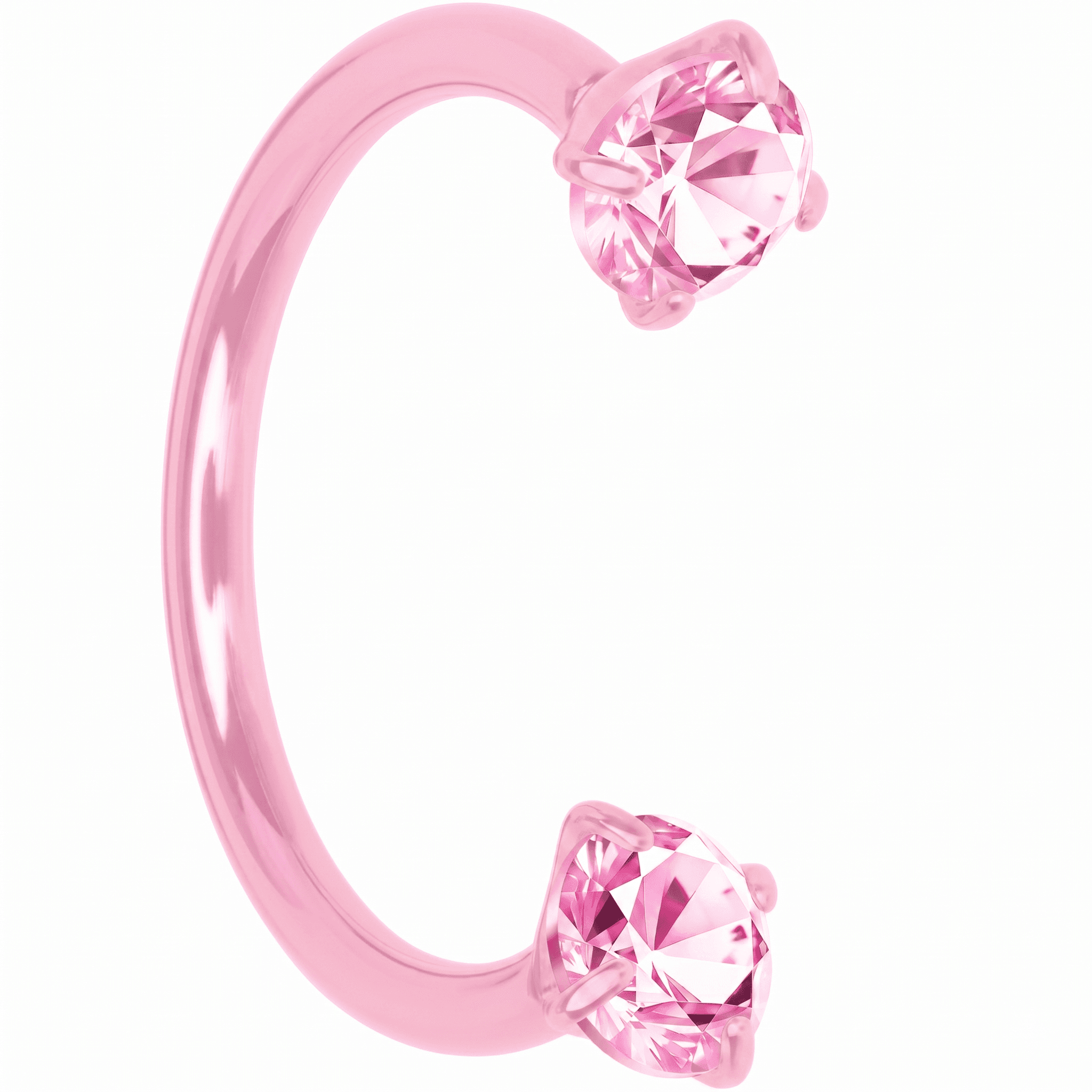 Pink Double Gem Horseshoe Nose Ring - Solid Titanium Anodized