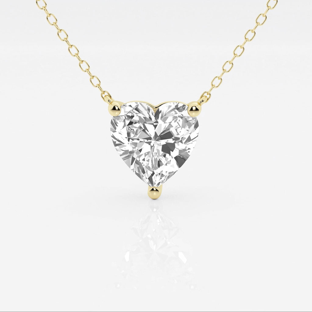 3.00 CTW Floating Heart Shape Lab Grown Diamond Solitaire Pendant Necklace F/G VS1 AGI Certified in 14K White or Yellow Gold