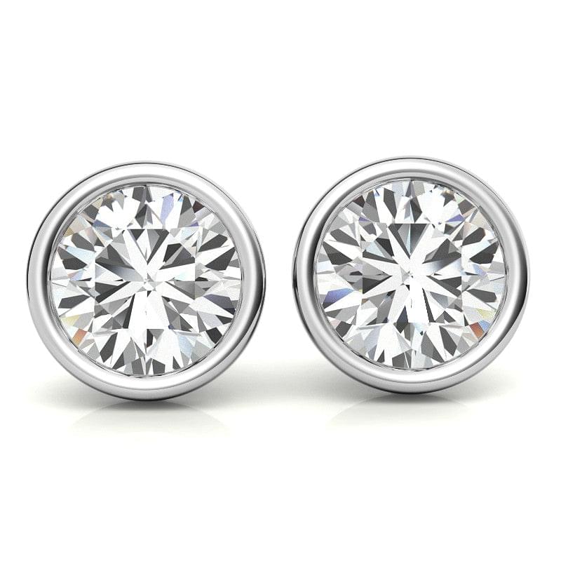 3.00 CTW Lab Grown Diamond Bezel Martini Stud Earrings in 14K White or Yellow Gold