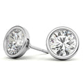 3.00 CTW Lab Grown Diamond Bezel Martini Stud Earrings in 14K White or Yellow Gold