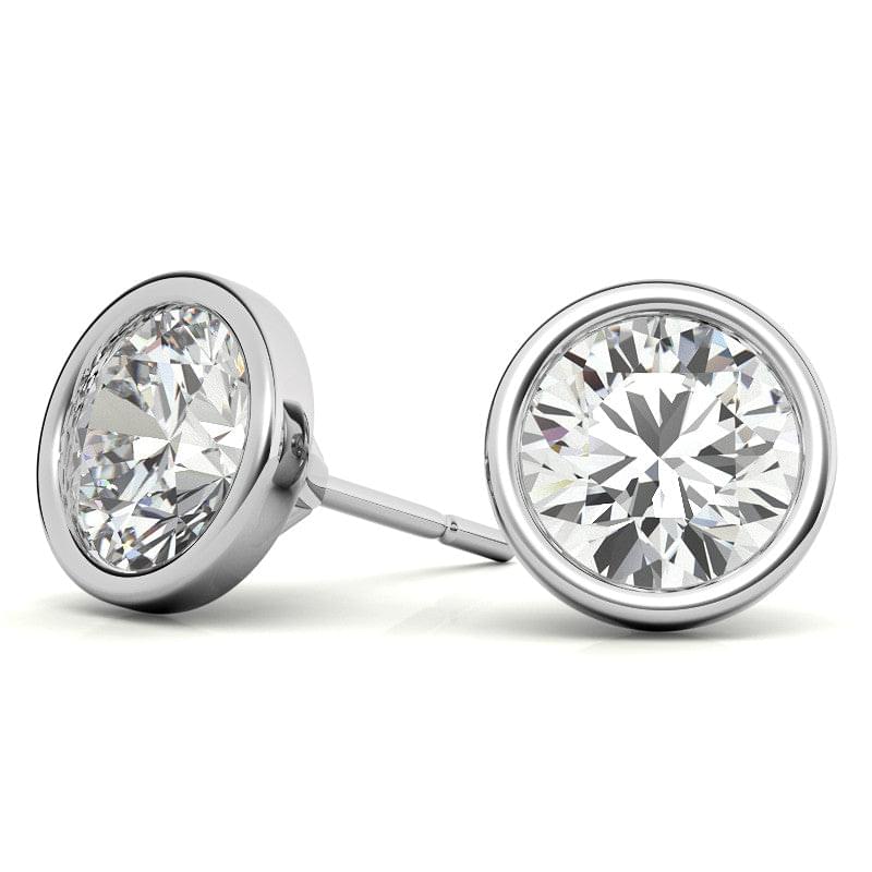 3.00 CTW Lab Grown Diamond Bezel Martini Stud Earrings in 14K White or Yellow Gold