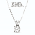 3CTW Moissanite Stud Earrings & Pendant Necklace Set in 14K White Gold Overlay
