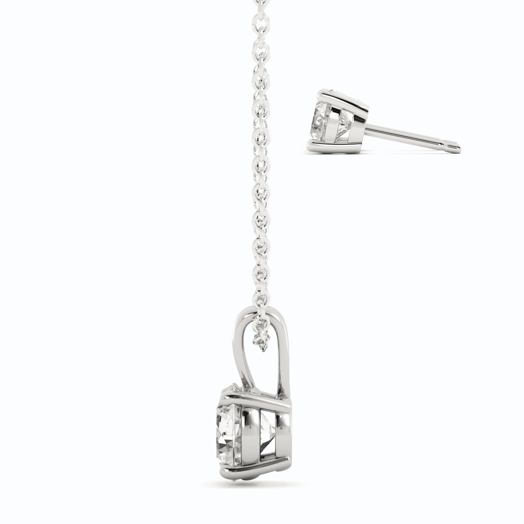 3CTW Moissanite Stud Earrings & Pendant Necklace Set in 14K White Gold Overlay