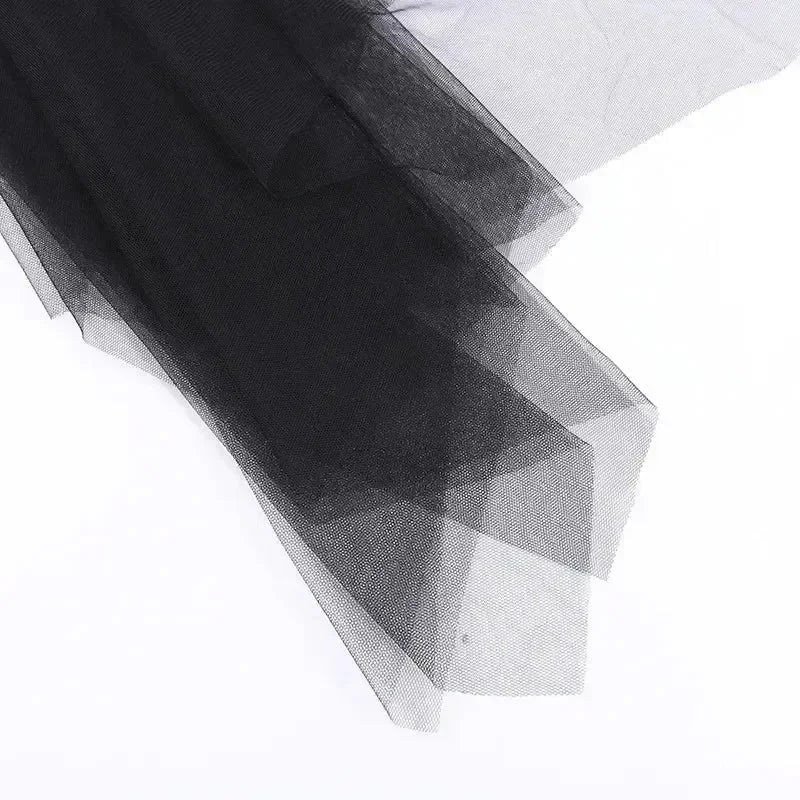 Casual Skirts Punk Sexy Net Yarn High-Waisted Irregular Skirt for Women Summer New European and American Gothic Style Versatile
