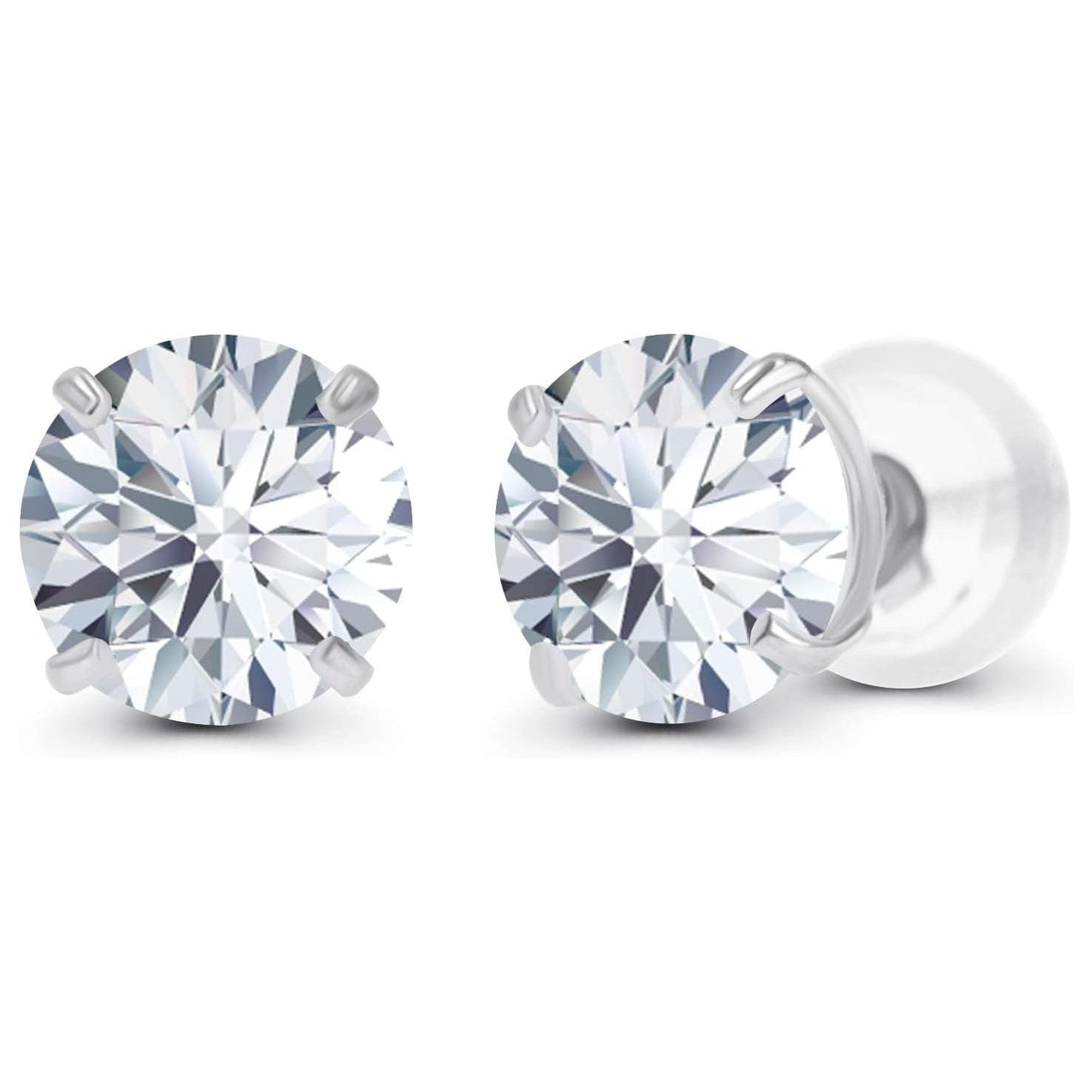 1.00 CTW Round Lab-Grown Diamond Stud Earrings in 14K White or Yellow Gold | G/VS-Clarity