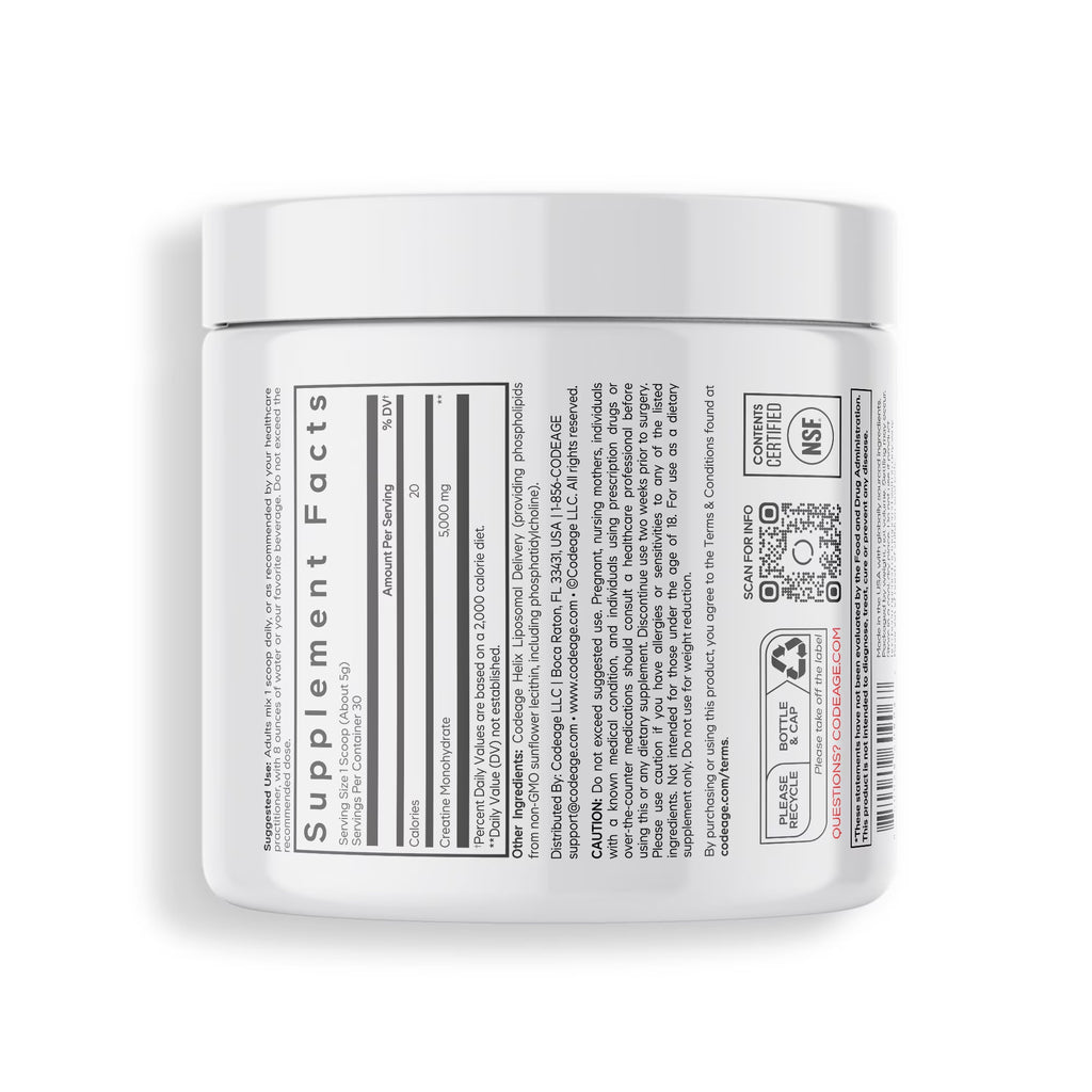 Liposomal Creatine Monohydrate Powder Supplement, Unflavored, 1-Month Supply, 30 Servings