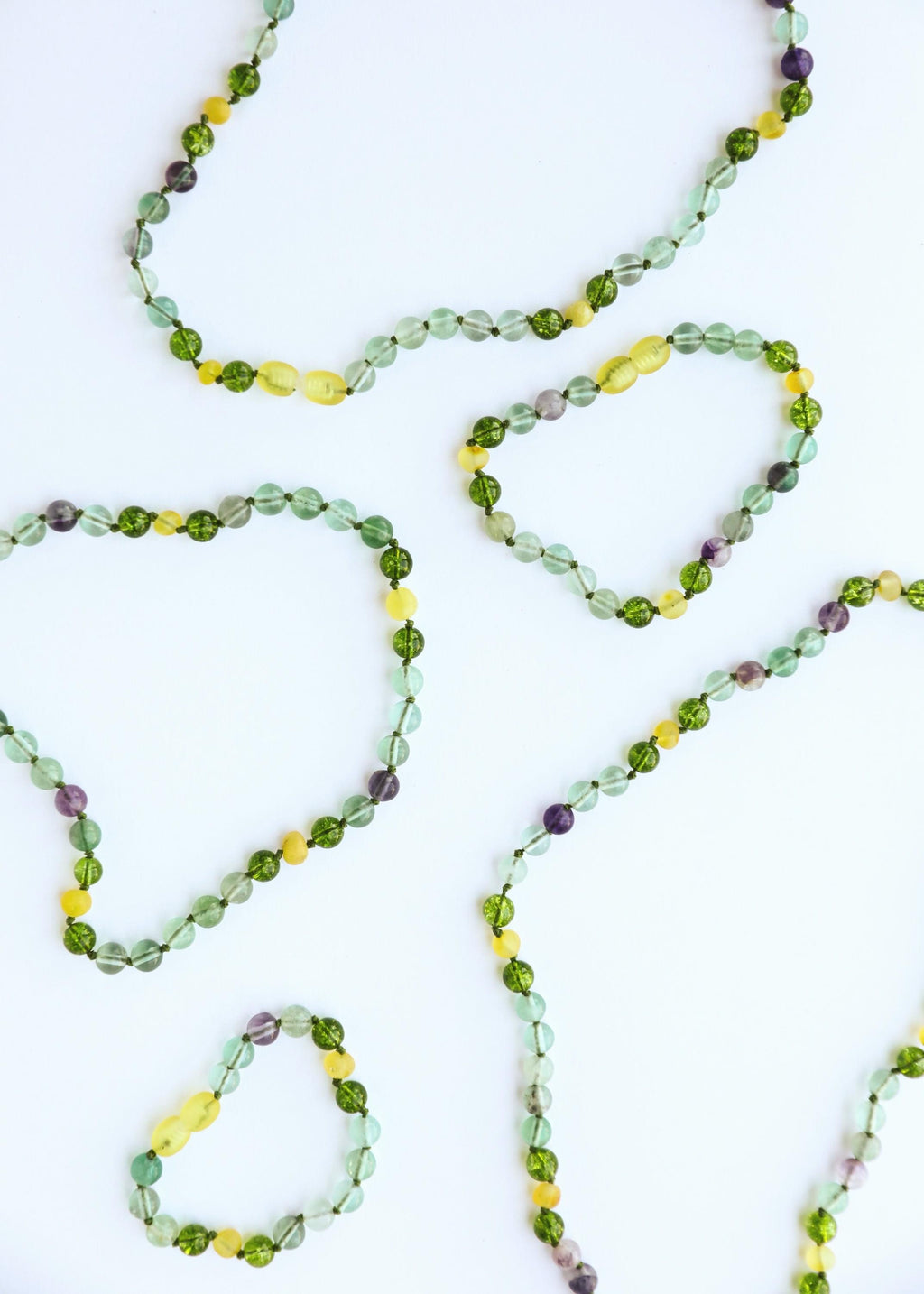 Raw Baltic Sea Amber + Fluorite + Peridot || Gemstone Anklet or Bracelet