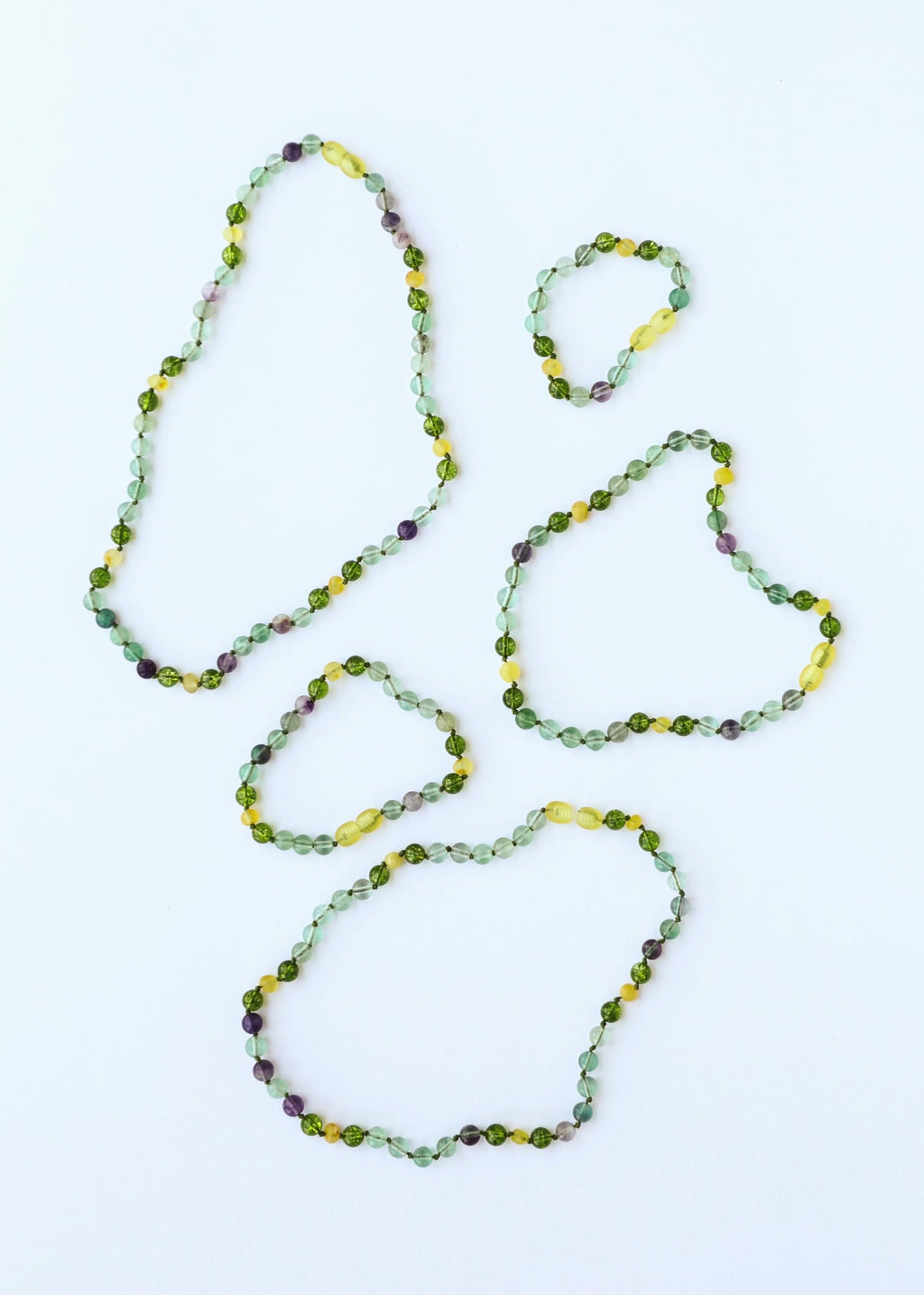 Raw Baltic Sea Amber + Fluorite + Peridot || Gemstone Anklet or Bracelet