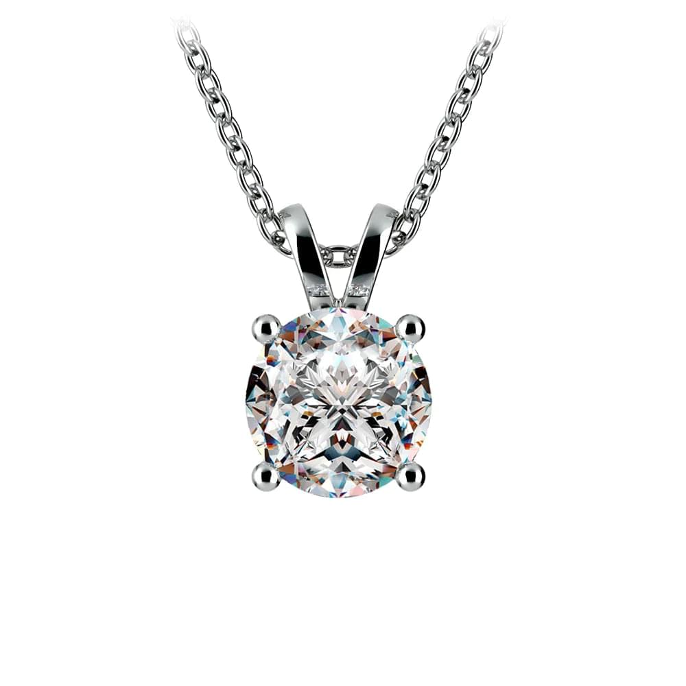 AGI Certified 2.00 CTW Prong Set Round Lab Grown Solitaire Diamond Pendant (G-VS) in 14K White or Yellow Gold