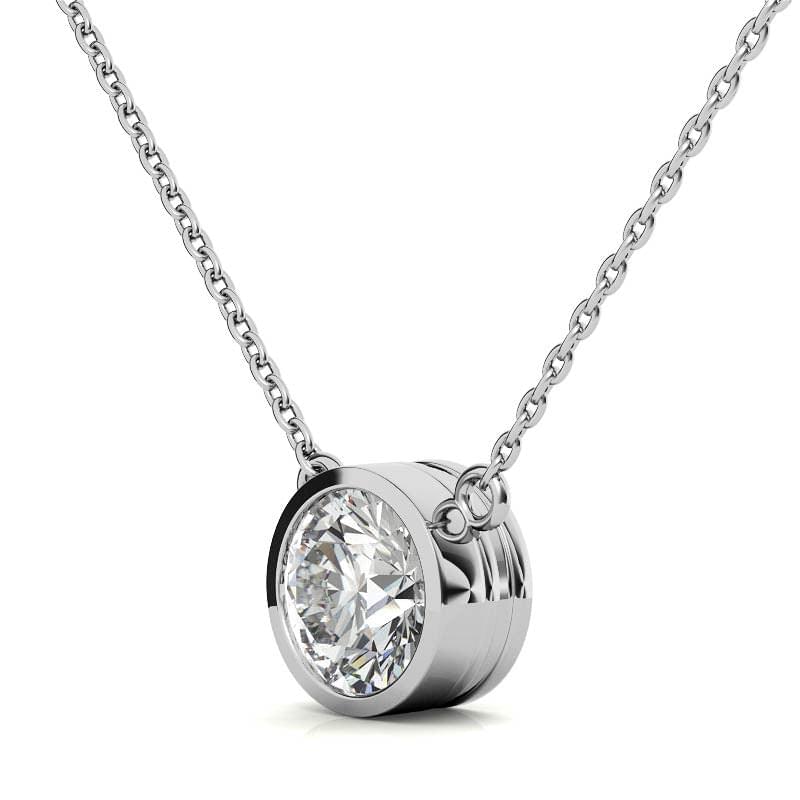 3.00 CTW AGI Certified Round Brilliant Lab Grown Diamond Bezel Pendant in 14K White or Yellow Gold
