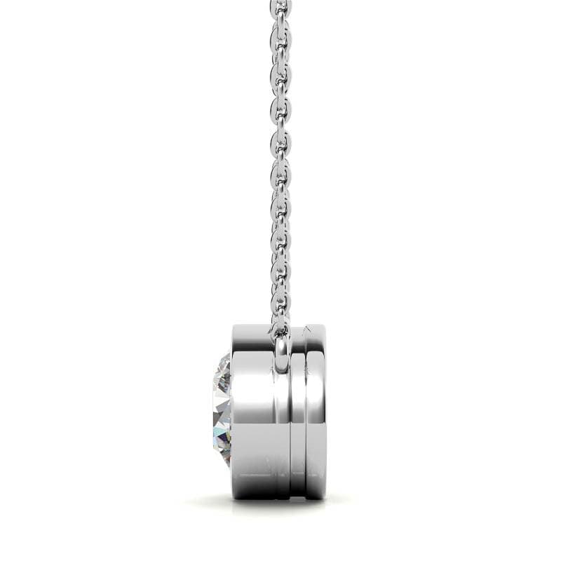 3.00 CTW AGI Certified Round Brilliant Lab Grown Diamond Bezel Pendant in 14K White or Yellow Gold