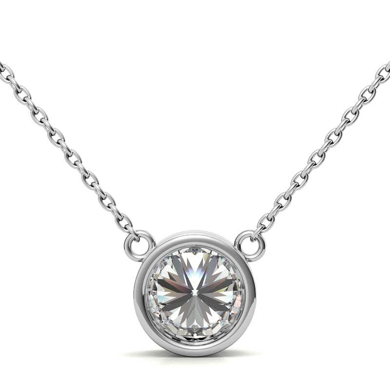 3.00 CTW AGI Certified Round Brilliant Lab Grown Diamond Bezel Pendant in 14K White or Yellow Gold