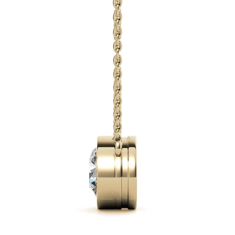 3.00 CTW AGI Certified Round Brilliant Lab Grown Diamond Bezel Pendant in 14K White or Yellow Gold